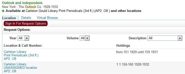 [screenshot of Catalyst record of "Outlook and Independent" showing an "UNASSIGNED location"]